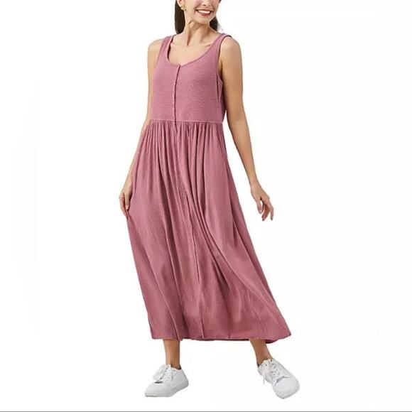Frye Tank Mauve Tank Dress Midi Cotton Size Medium - Picture 1 of 10